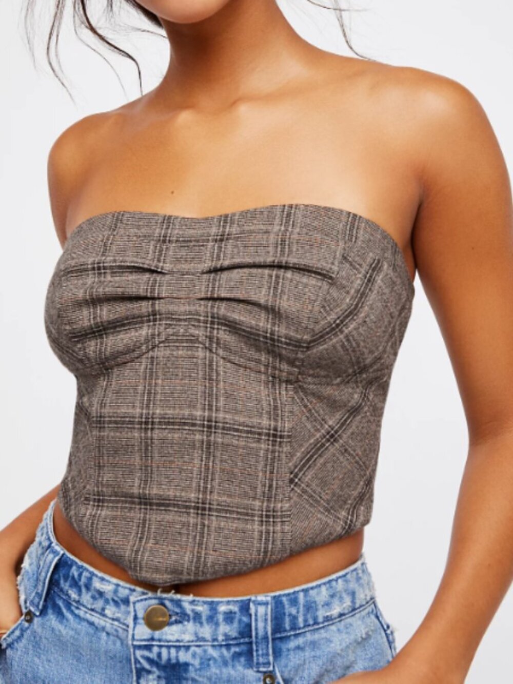 Free People Out West Plaid Corset